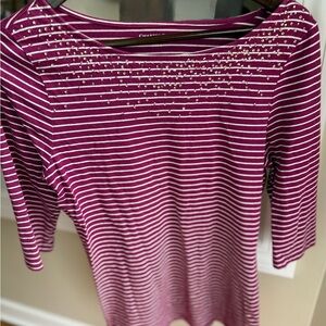 Charter Club Missy Striped Top Sz M